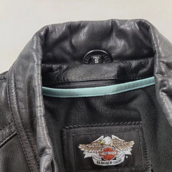 Harley Davidson Cascade Women's Leather Jacket Turquoise Tribal small tall EUC​ - Picture 8 of 10